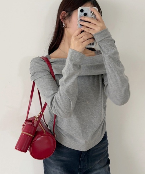 one after another NICE CLAUP（ワンアフターアナザーナイスクラップ）の「チャーム付きドラムバッグ（ショルダーバッグ・レディース・ブラック/アイボリー/レッド・FREE）」の20枚目の写真