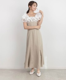 セール】【Flower Collection】2WAYショルダーフラワー刺繍ワンピース