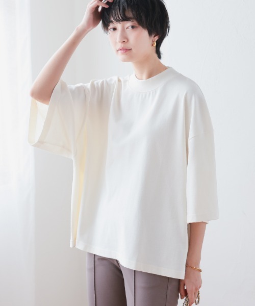aquagarage(アクアガレージ)の「ヘビーウェイトビックTシャツ(Tシャツ/カットソー・レディース・イエロー/ブラック/オフホワイト・M)」の1枚目の写真