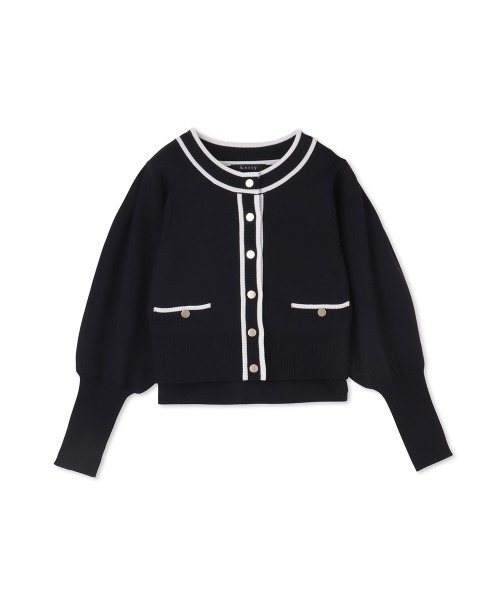 ketty(ケティ)の「バイカラーニットジャケットアンサンブル≪手洗い可能≫(その他アウター・レディース・ネイビー/ブルー/オフホワイト・M)」の4枚目の写真