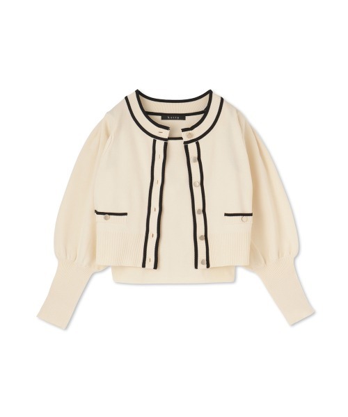 ketty(ケティ)の「バイカラーニットジャケットアンサンブル≪手洗い可能≫(その他アウター・レディース・ネイビー/ブルー/オフホワイト・M)」の15枚目の写真