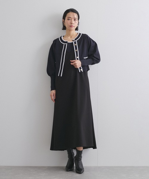 ketty(ケティ)の「バイカラーニットジャケットアンサンブル≪手洗い可能≫(その他アウター・レディース・ネイビー/ブルー/オフホワイト・M)」の8枚目の写真