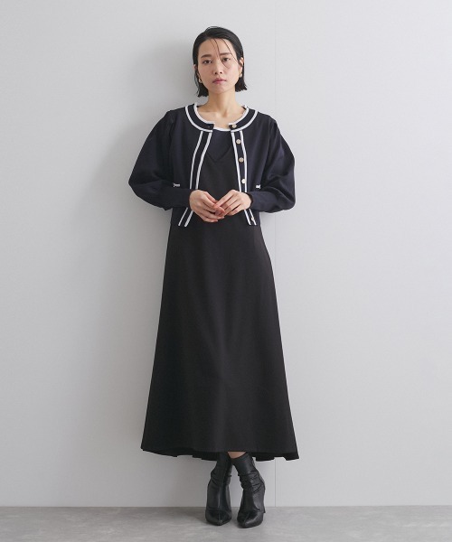 ketty(ケティ)の「バイカラーニットジャケットアンサンブル≪手洗い可能≫(その他アウター・レディース・ネイビー/ブルー/オフホワイト・M)」の9枚目の写真