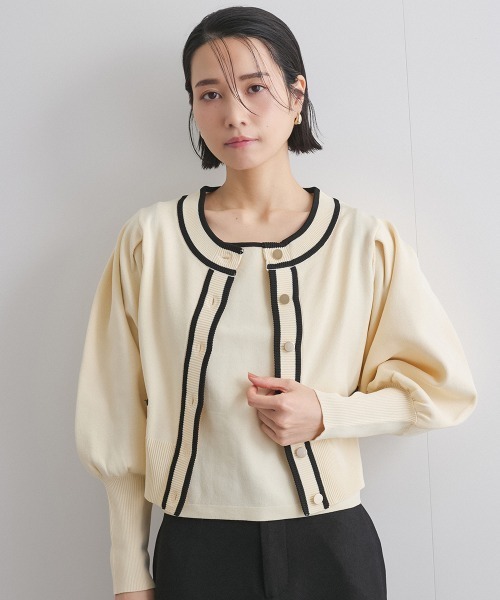 ketty(ケティ)の「バイカラーニットジャケットアンサンブル≪手洗い可能≫(その他アウター・レディース・ネイビー/ブルー/オフホワイト・M)」の21枚目の写真