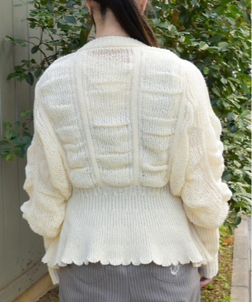 axes femme（アクシーズファム）の「ヴィンテージ風透編ニットカーディガン（カーディガン/ボレロ・レディース・グレイッシュベージュ/キナリ・FREE）」の5枚目の写真