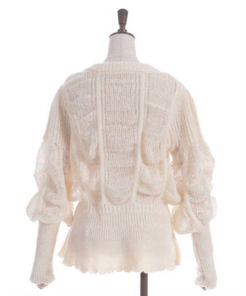 axes femme（アクシーズファム）の「ヴィンテージ風透編ニットカーディガン（カーディガン/ボレロ・レディース・グレイッシュベージュ/キナリ・FREE）」の10枚目の写真