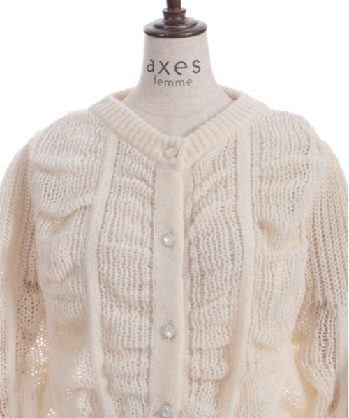 axes femme（アクシーズファム）の「ヴィンテージ風透編ニットカーディガン（カーディガン/ボレロ・レディース・グレイッシュベージュ/キナリ・FREE）」の11枚目の写真
