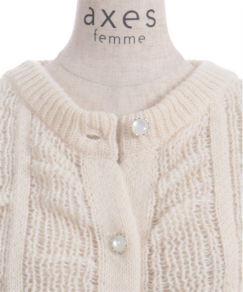 axes femme（アクシーズファム）の「ヴィンテージ風透編ニットカーディガン（カーディガン/ボレロ・レディース・グレイッシュベージュ/キナリ・FREE）」の13枚目の写真