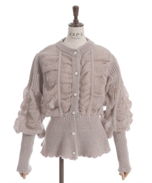 axes femme（アクシーズファム）の「ヴィンテージ風透編ニットカーディガン（カーディガン/ボレロ・レディース・グレイッシュベージュ/キナリ・FREE）」の18枚目の写真