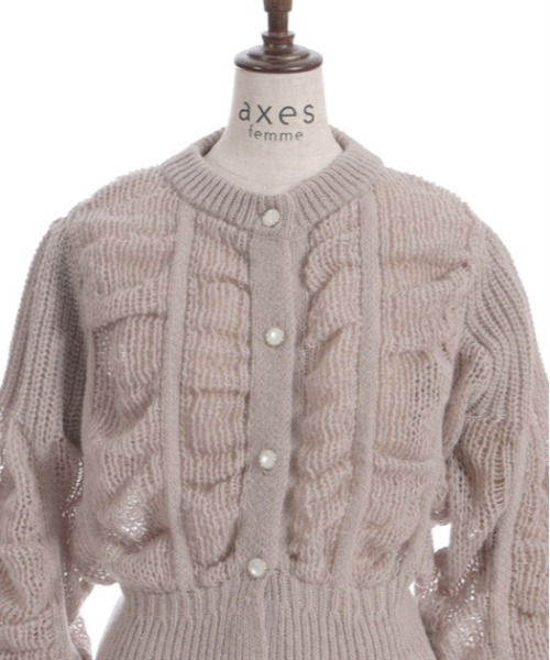 axes femme（アクシーズファム）の「ヴィンテージ風透編ニットカーディガン（カーディガン/ボレロ・レディース・グレイッシュベージュ/キナリ・FREE）」の21枚目の写真