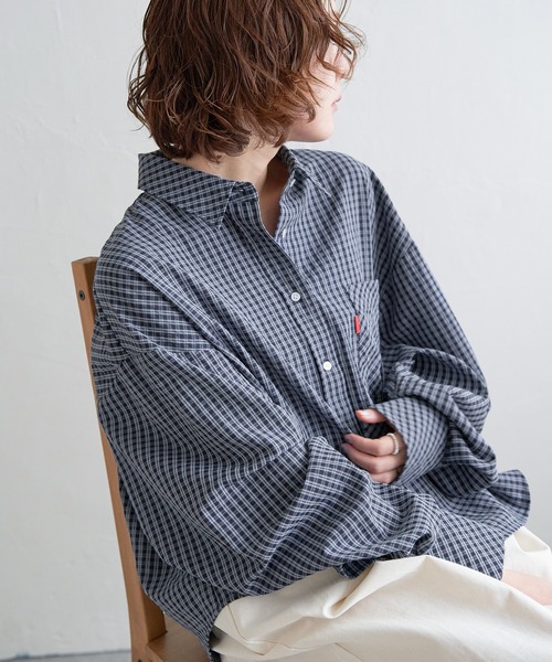 notch.（ノッチ）の「【InRed掲載】ワイドチェックシャツ（シャツ/ブラウス・レディース・ブラック/ブルー/チャコール・M）」の4枚目の写真
