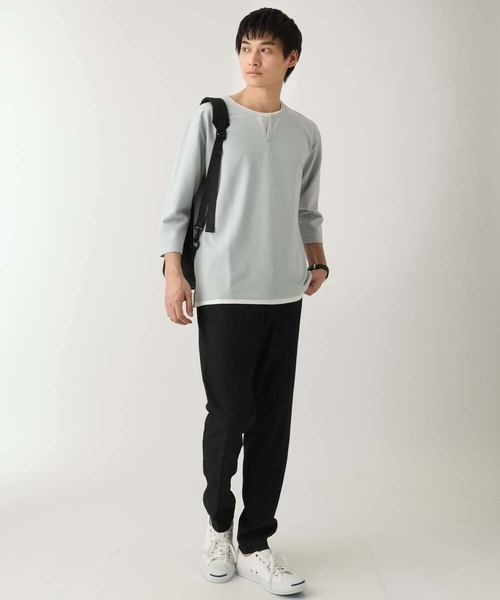 a.v.v（アーヴェヴェ）の「【イージーケア】スマートシャンブレースラックス(スマートシリーズ)セットアップ可（スラックス・メンズ・チャコールグレー/ネイビー・44/48/46/50）」の4枚目の写真