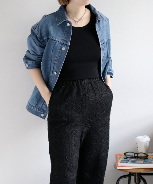 cepo（セポ）の「〈セットアップ対応〉ニットコード刺繍イージーパンツ（その他パンツ・レディース・ブラック/オフホワイト・M）」の13枚目の写真