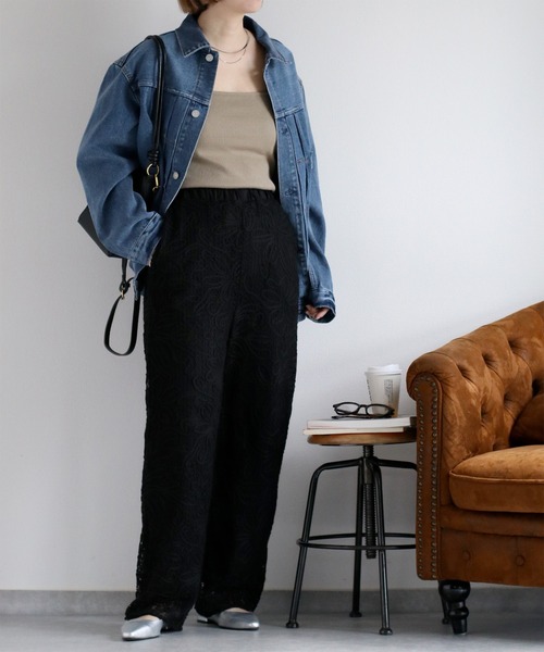 cepo（セポ）の「〈セットアップ対応〉ニットコード刺繍イージーパンツ（その他パンツ・レディース・ブラック/オフホワイト・M）」の15枚目の写真