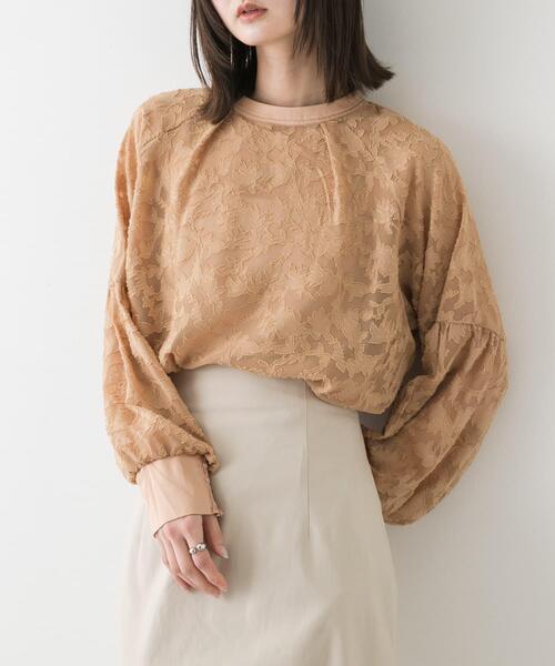 セール】ボリュームスリーブジャガードブラウス（シャツ/ブラウス