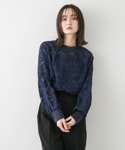 セール】ボリュームスリーブジャガードブラウス（シャツ/ブラウス