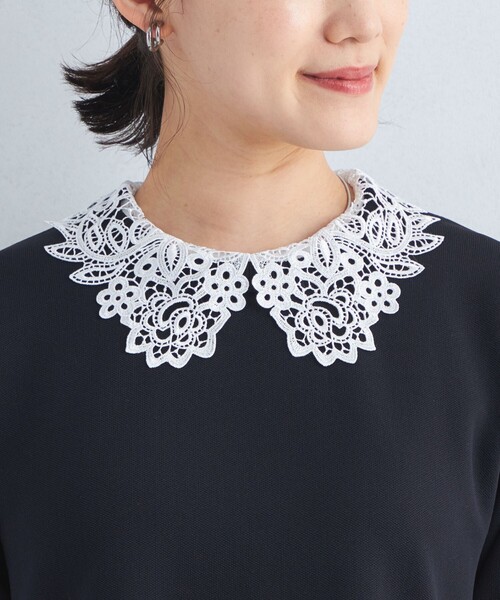 【美品】グリーンレーベルリラクシング　襟レース 2WAY ニット ワンピース green label relaxing（グリーンレーベルリラクシング）の「襟