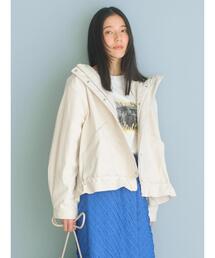 Samansa Mos2 blue | 【撥水】ペプラムマウンテンパーカー(ブルゾン)