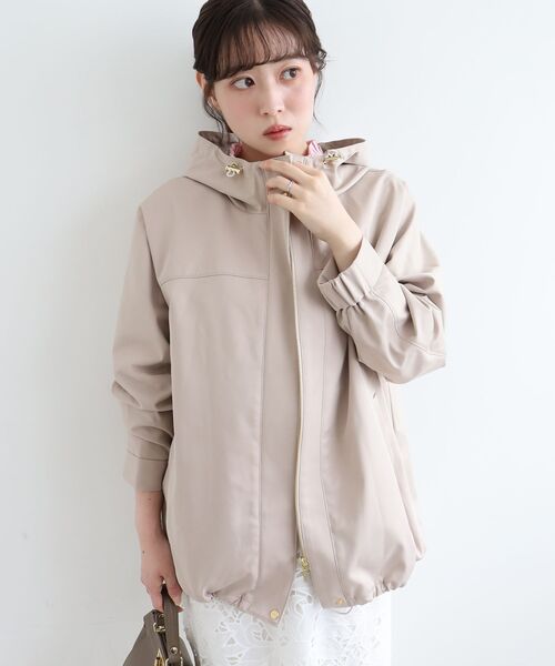 le.coeur blanc(ルクールブラン)の「ツイルストレッチフードブルゾン(ブルゾン・レディース・アイボリー/カーキオリーブ/ネイビー/キャメル/ベージュ/チャコールグレー・38)」の21枚目の写真