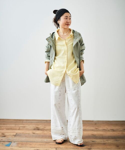 le.coeur blanc（ルクールブラン）の「ツイルストレッチフードブルゾン（ブルゾン・レディース・アイボリー/カーキオリーブ/ネイビー/キャメル/ベージュ/チャコールグレー・38）」の17枚目の写真