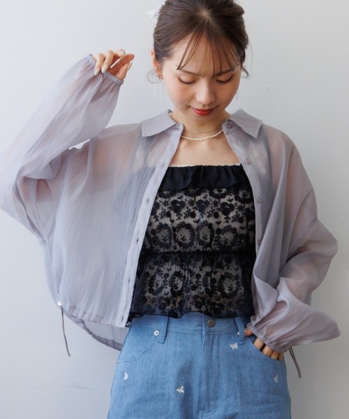 【一度短時間使用】SHEER FLOWER SHORT SLEEVE 1 セール】ショートシアーシャツ（シャツ/ブラウス）｜flower