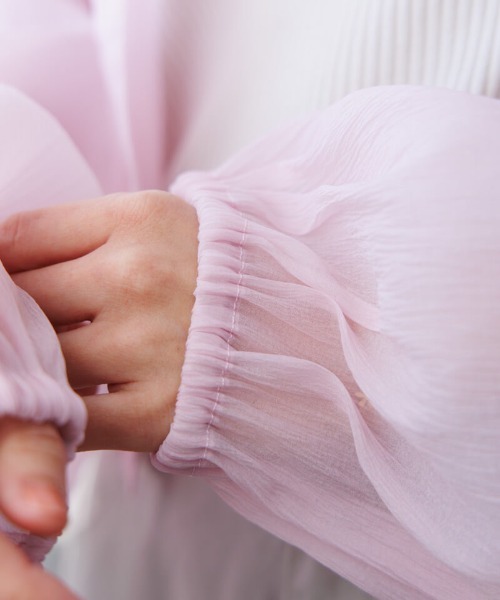 flower（フラワー）の「ショートシアーシャツ（シャツ/ブラウス・レディース・グレー/ピンク/ホワイト・FREE）」の14枚目の写真