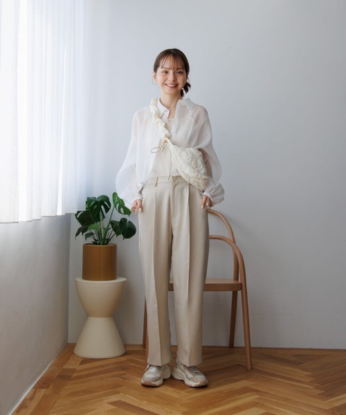 flower（フラワー）の「ショートシアーシャツ（シャツ/ブラウス・レディース・グレー/ピンク/ホワイト・FREE）」の16枚目の写真