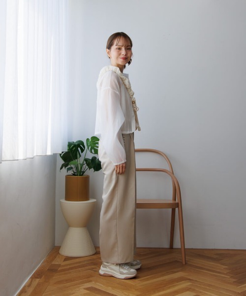 flower（フラワー）の「ショートシアーシャツ（シャツ/ブラウス・レディース・グレー/ピンク/ホワイト・FREE）」の18枚目の写真