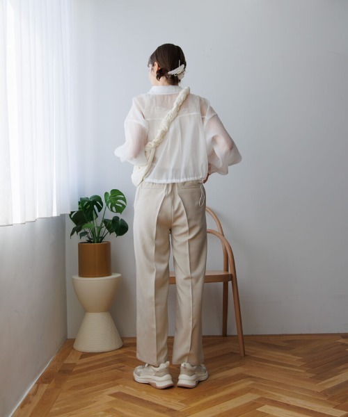 flower（フラワー）の「ショートシアーシャツ（シャツ/ブラウス・レディース・グレー/ピンク/ホワイト・FREE）」の19枚目の写真