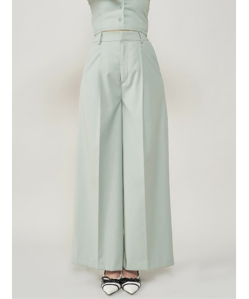 Darich（ダーリッチ）の「タックワイドレッグスラックスパンツ（スラックス・レディース・グレー/ベージュ/ライム/ピンク/サックスブルー・FREE/FS）」の4枚目の写真