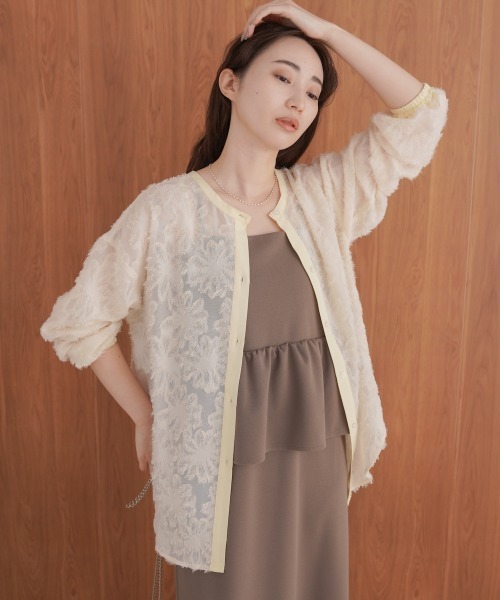 Bab(バブ)の「フェザージャガード前後2WAYロングブラウス(シャツ/ブラウス・レディース・アイボリー/ブラック・M)」の3枚目の写真