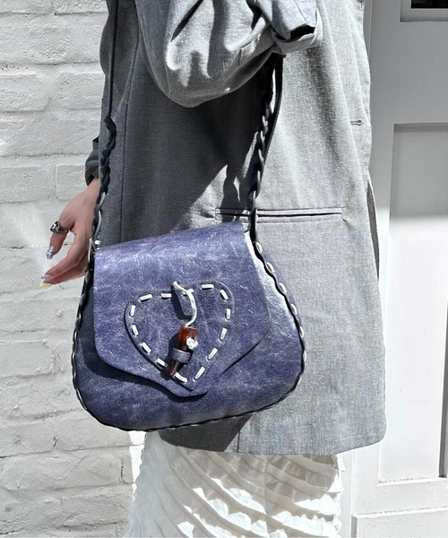 HEY!MrsROSE（ヘイミセスローズ）の「HEY! Mrs ROSE(ヘイ！ミセスローズ)ステッチハートショルダー（ショルダーバッグ・レディース・ブラウン/チェック/ネイビー・FREE）」の9枚目の写真