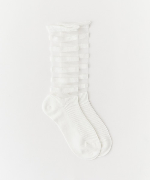 ROOPTOKYO(ループトウキョウ)の「レースモチーフ ソックス ボーダー(ソックス/靴下・レディース・ホワイト/ブラック/グレー・FREE)」の4枚目の写真