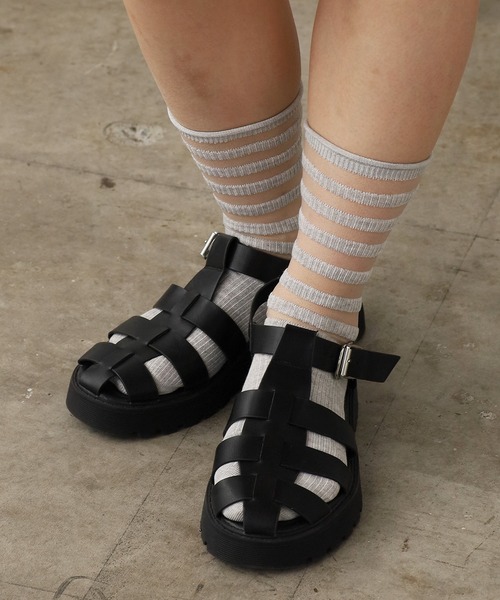 ROOPTOKYO(ループトウキョウ)の「レースモチーフ ソックス ボーダー(ソックス/靴下・レディース・ホワイト/ブラック/グレー・FREE)」の16枚目の写真