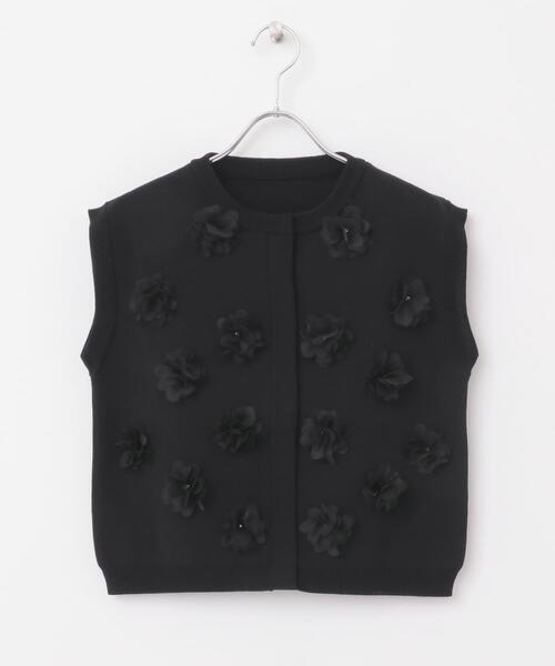 URBAN RESEARCH ROSSO WOMEN（アーバンリサーチ　ロッソ）の「フラワーモチーフニットベスト（ベスト・レディース・ホワイト/ブラック・FREE）」の7枚目の写真