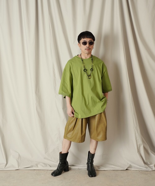 Aphlotus(アプロタス)の「パイピングスリット クルーネック カフスリブ H/S カットソー(Tシャツ/カットソー・メンズ・クリーム/ライトオリーブ/スミクロ・SMALL/MEDIUM/LARGE)」の9枚目の写真