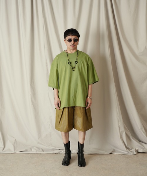 Aphlotus(アプロタス)の「パイピングスリット クルーネック カフスリブ H/S カットソー(Tシャツ/カットソー・メンズ・クリーム/ライトオリーブ/スミクロ・SMALL/MEDIUM/LARGE)」の12枚目の写真