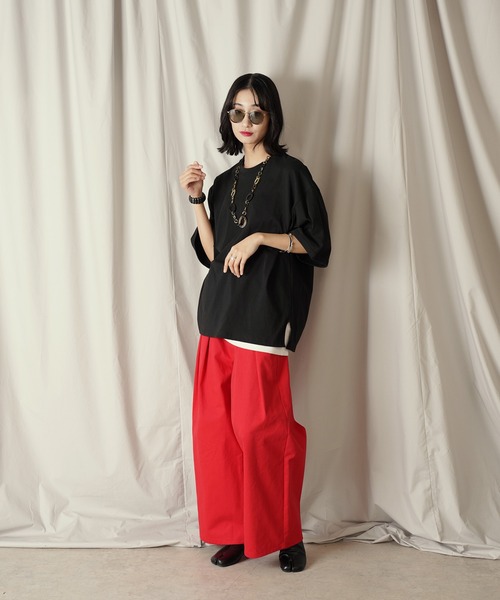 Aphlotus(アプロタス)の「パイピングスリット クルーネック カフスリブ H/S カットソー(Tシャツ/カットソー・メンズ・クリーム/ライトオリーブ/スミクロ・SMALL/MEDIUM/LARGE)」の15枚目の写真