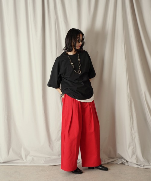 Aphlotus(アプロタス)の「パイピングスリット クルーネック カフスリブ H/S カットソー(Tシャツ/カットソー・メンズ・クリーム/ライトオリーブ/スミクロ・SMALL/MEDIUM/LARGE)」の16枚目の写真