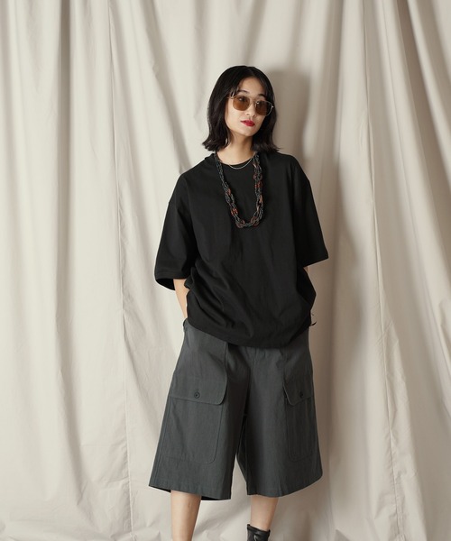 Aphlotus(アプロタス)の「パイピングスリット クルーネック カフスリブ H/S カットソー(Tシャツ/カットソー・メンズ・クリーム/ライトオリーブ/スミクロ・SMALL/MEDIUM/LARGE)」の18枚目の写真