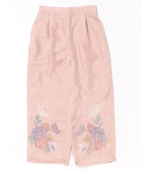 551228：花蝶柄シアー重ねスラックスパンツの通販-ScoLar