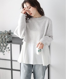 レイヤード風 バックジップ プルオーバー