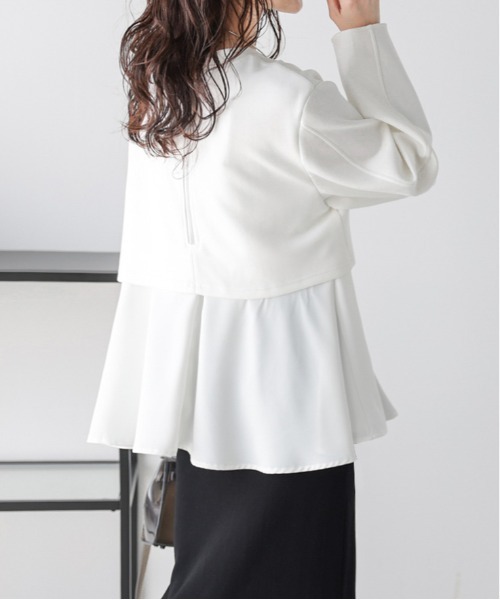 AMELY(エミリー)の「レイヤード風 バックジップ プルオーバー(その他トップス・レディース・ホワイト/ブラック/杢グレー・フリー)」の6枚目の写真