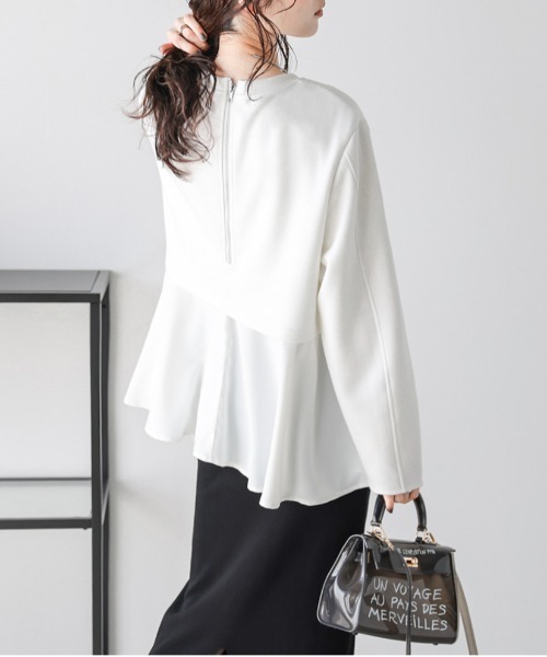 AMELY(エミリー)の「レイヤード風 バックジップ プルオーバー(その他トップス・レディース・ホワイト/ブラック/杢グレー・フリー)」の7枚目の写真