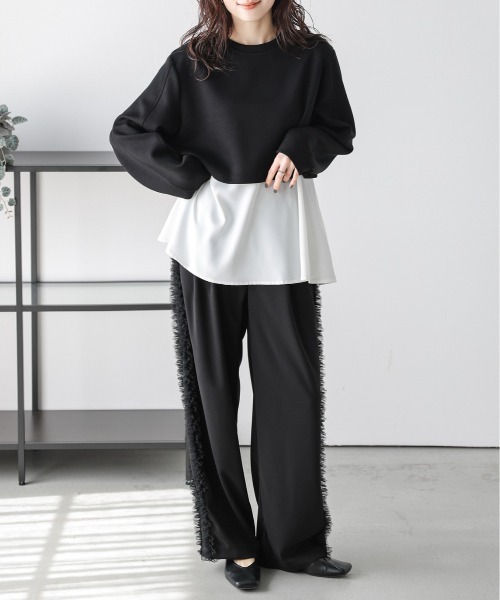 AMELY(エミリー)の「レイヤード風 バックジップ プルオーバー(その他トップス・レディース・ホワイト/ブラック/杢グレー・フリー)」の9枚目の写真