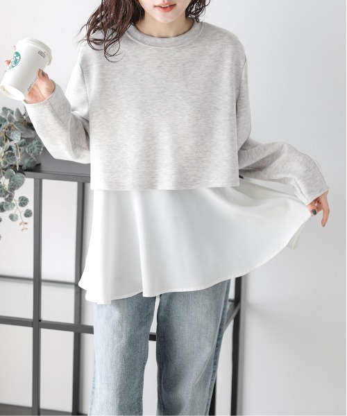 AMELY(エミリー)の「レイヤード風 バックジップ プルオーバー(その他トップス・レディース・ホワイト/ブラック/杢グレー・フリー)」の15枚目の写真