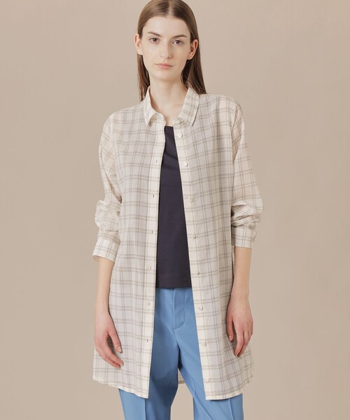 MACKINTOSH LONDON(マッキントッシュ ロンドン)の「ウォッシャブルシアーウールブラウス(シャツ/ブラウス・レディース・ベージュ/ホワイト系その他/グリーン・38)」の2枚目の写真