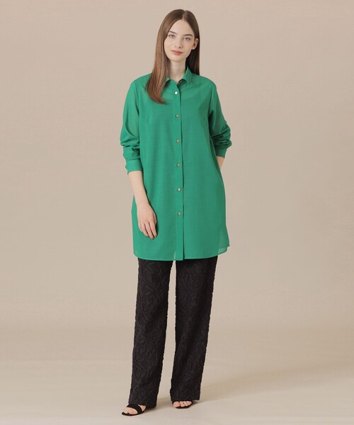 MACKINTOSH LONDON(マッキントッシュ ロンドン)の「ウォッシャブルシアーウールブラウス(シャツ/ブラウス・レディース・ベージュ/ホワイト系その他/グリーン・38)」の6枚目の写真