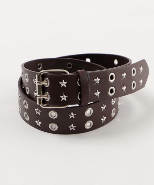WEGO（ウィゴー）の「WEGO/スタースタッズダブルハトメベルト（ベルト・レディース・ブラック/ホワイト/ブラウン・FREE）」の3枚目の写真