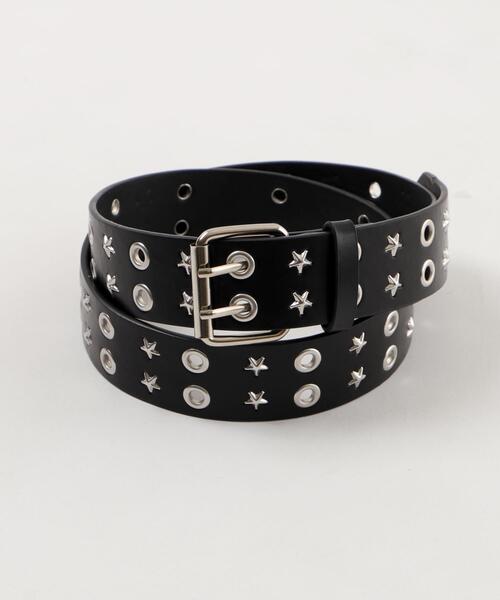 WEGO（ウィゴー）の「WEGO/スタースタッズダブルハトメベルト（ベルト・レディース・ブラック/ホワイト/ブラウン・FREE）」の2枚目の写真